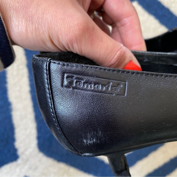 🖤 TAMARIS GENUINE LEATHER BOW DETAIL SQUARE TOE SMALL HEEL PUMPS! - Picture 10 of 14